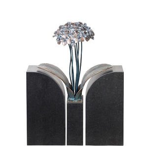 Tivoli Duo Floraler Bronze / Granit Grabstein für Ein Einzelgrab mit Blume