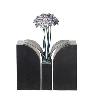 Tivoli Duo Floraler Bronze / Granit Grabstein für Ein Einzelgrab mit Blume