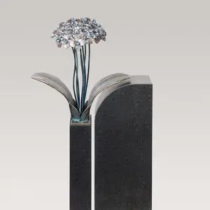 Tivoli Uno Floraler Bronze / Granit Grabstein für Ein Urnengrab mit Blume