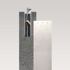 Casato Flora Floraler Kalkstein & Granit Doppelgrabstein mit Bronze Blume