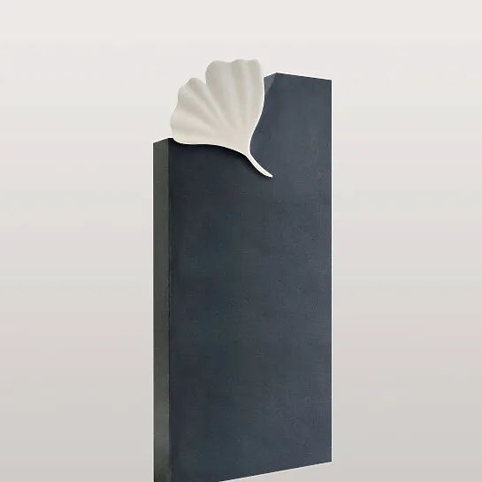 Gingkoblatt Doppelgrabstein in hell-dunkel Granit & Marmor - Gingko Vivare (Detailansicht) 