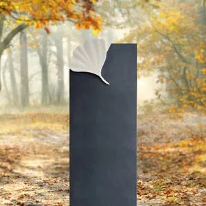 Gingko Vivare Gingkoblatt Grabstein in hell-dunkel Granit & Marmor