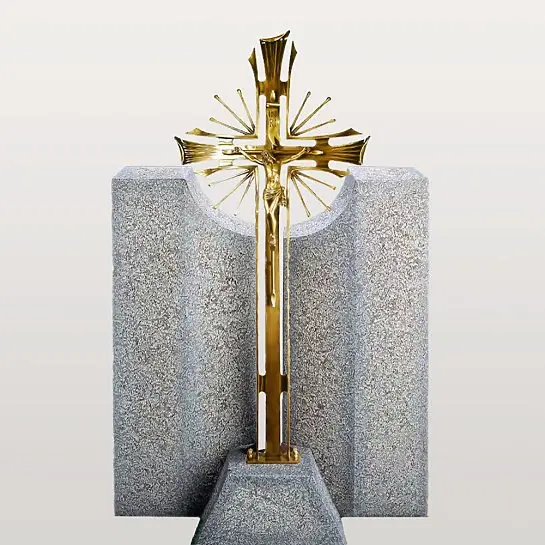 Credo Vergine – Grabdenkmal aus Granit mit Bronze Grabkreuz - Einzelgrab