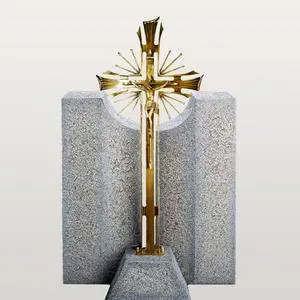 Credo Vergine Grabdenkmal aus Granit mit Bronze Grabkreuz - Einzelgrab