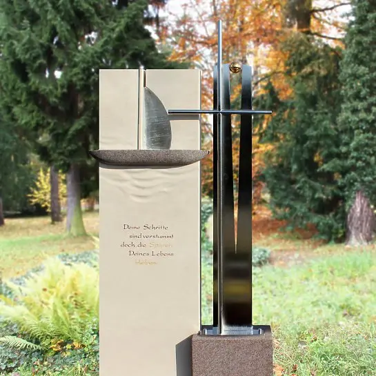 La Vela Crux – Grabdenkmal Modern Edelstahl Kreuz & Boot