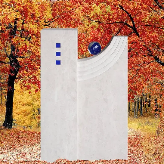 Avellino – Grabdenkmal Naturstein Modern mit Blauer Kugel