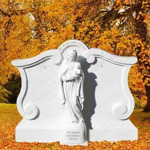 Madonna Alba Grabmal Marmor Klassisch Weiss mit Maria Figur