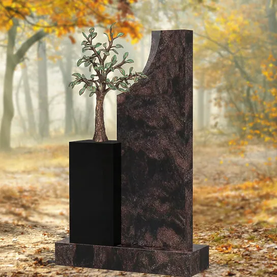 Grabmal mit Bronze Lebensbaum aus Granit für ein Doppelgrab - Gabenna (Detailansicht) 