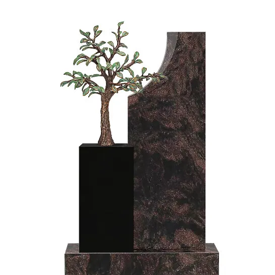 Grabmal mit Bronze Lebensbaum aus Granit für ein Doppelgrab - Gabenna (Detailansicht) 