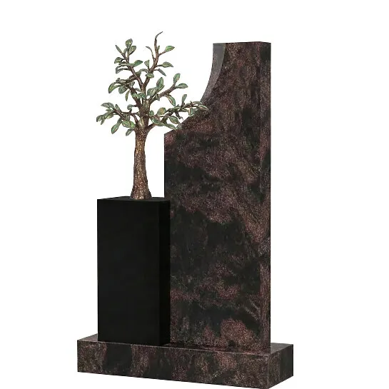 Grabmal mit Bronze Lebensbaum aus Granit für ein Doppelgrab - Gabenna (Detailansicht) 