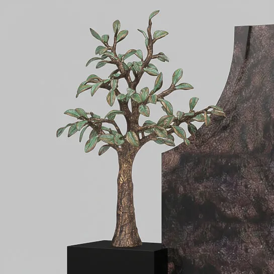 Grabmal mit Bronze Lebensbaum aus Granit für ein Doppelgrab - Gabenna (Detailansicht) 