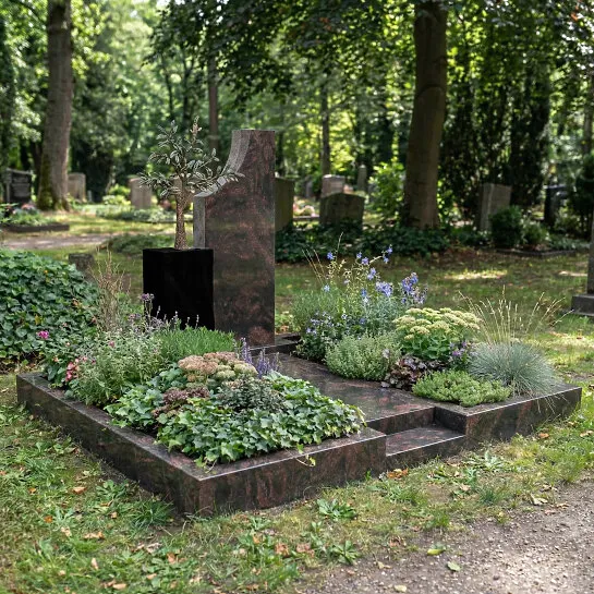 Grabmal mit Bronze Lebensbaum aus Granit für ein Doppelgrab - Gabenna (Detailansicht) 