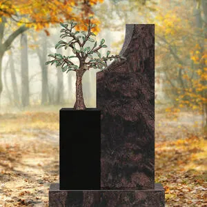 Gabenna Grabmal mit Bronze Lebensbaum aus Granit für ein Doppelgrab