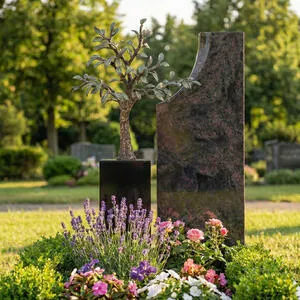 Gabenna Grabmal mit Bronze Lebensbaum aus Granit für ein Urnengrab
