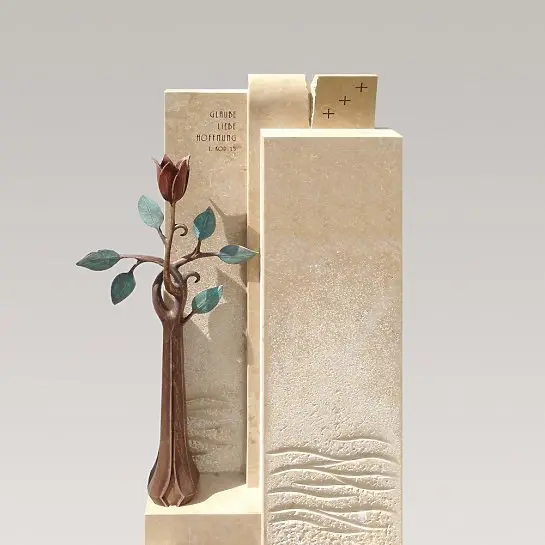 Poesia – Grabmal Naturstein Bronze Modern mit Rose Bestellen