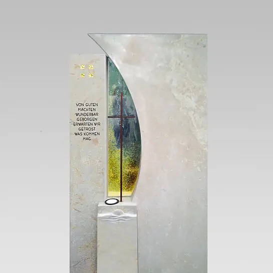 Vetro – Grabmal Urnengrab Modern Regenbogen Glas & Kreuz