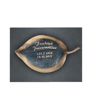 Albero Grabplatte Urnengrab mit floralem Bronze Ornament & Inschrift