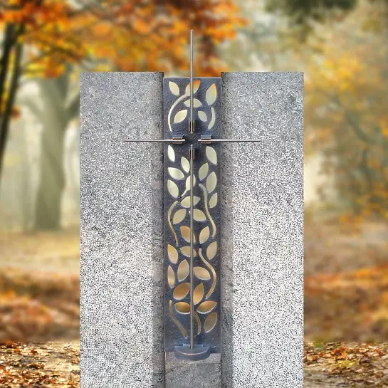 Forges Grande – Grabstein Doppelgrab mit Grabkreuz Ornament in Bronze