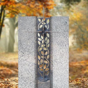 Forges Grande Grabstein Doppelgrab mit Grabkreuz Ornament in Bronze