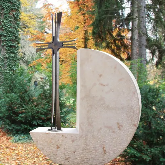 Montella – Grabstein Doppelgrab Rund mit Bronze Kreuz