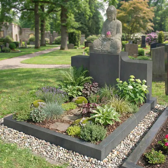 Grabstein Einzelgrab Buddha Grabstein aus Granit & Basanit - Teratei (Detailansicht) 