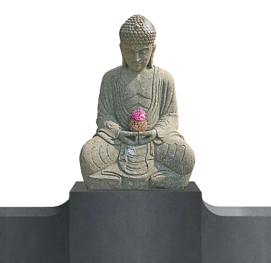 Grabstein Einzelgrab Buddha Grabstein aus Granit & Basanit - Teratei (Detailansicht) 
