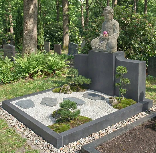 Grabstein Familiengrab Buddha Grabstein aus Granit & Basanit - Teratei (Detailansicht) 