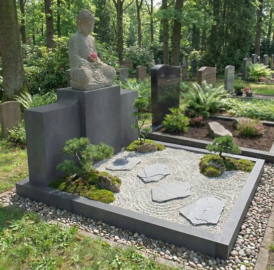 Grabstein Familiengrab Buddha Grabstein aus Granit & Basanit - Teratei (Detailansicht) 