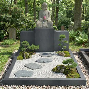 Teratei Grabstein Familiengrab Buddha Grabstein aus Granit & Basanit