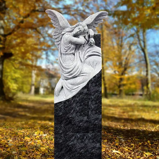 Lucia – Grabstein Granit Engelgrabmal mit Engel Statue