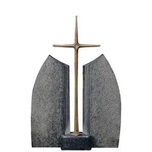 Ephraim Blanco Grabstein Granit Impala mit Bronze Grabkreuz