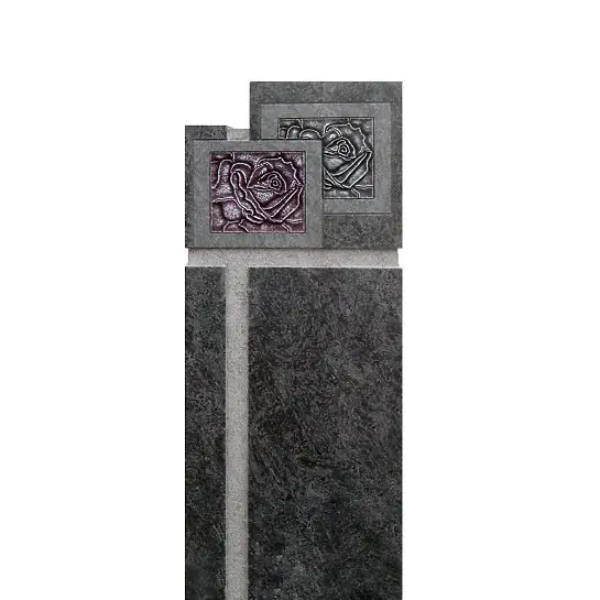 Vienne – Grabstein Granit Stele mit Rose vom Bildhauer