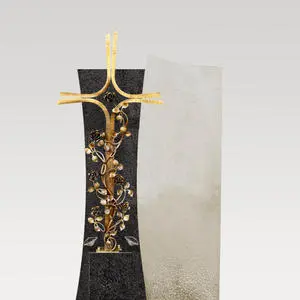 Forio Cruzis Grabstein mit Bronze Grabkreuz für Ein Doppelgrab in Granit/Kalkstein