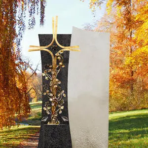 Forio Cruzis Grabstein mit Bronze Grabkreuz für Ein Urnengrab in Granit/Kalkstein