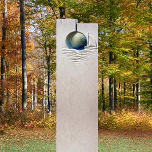 Terreno Grabstein modern mit Glas & Schiff Relief