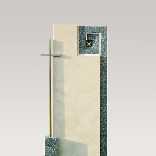 Carmina – Grabstein Modern mit Kreuz Für Familiengrab