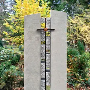 Bonitatis Grabstein Modern Naturstein & Edelstahl Kreuz