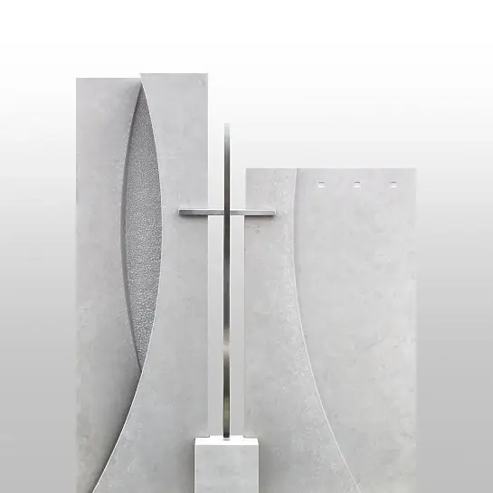 Legnaro – Grabstein Modern Zweiteilig mit Edelstahl Kreuz