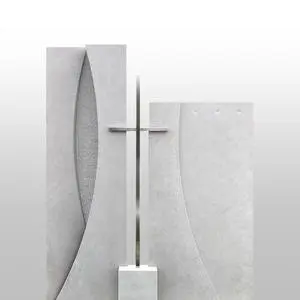 Legnaro Grabstein Modern Zweiteilig mit Edelstahl Kreuz