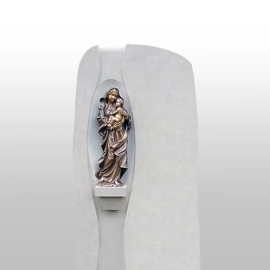 Magnifico – Grabstein Naturstein Hell Bronze Madonna Figur