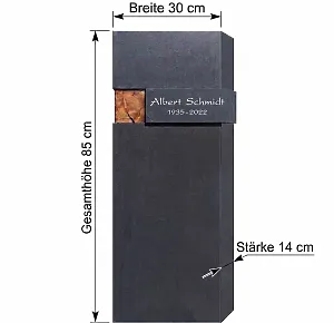 Grabstein mit Abmessungen