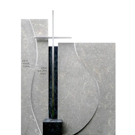 Ponto Verde – Grabstein Urnengrab Zweiteilig mit Metall Kreuz