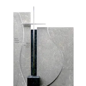 Ponto Verde Grabstein Urnengrab Zweiteilig mit Metall Kreuz