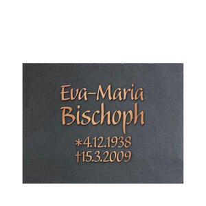 Novelio Grabtafel für ein Urnengrab mit Bronze Schrift auf dunklem Granit