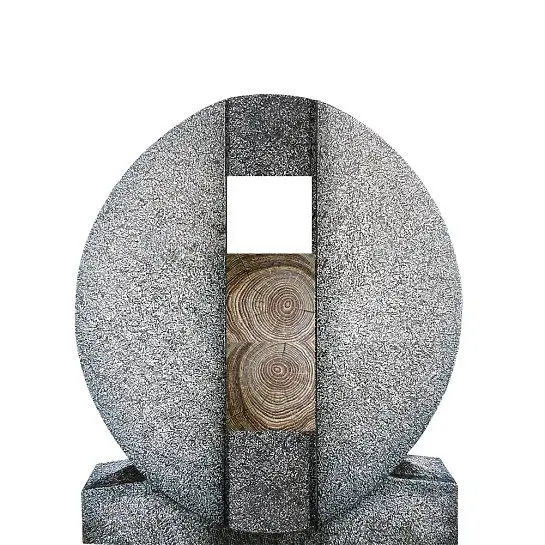 Aversa Legno – Granit Doppelgrab Grabdenkmal mit Holz Symbol in Eiche
