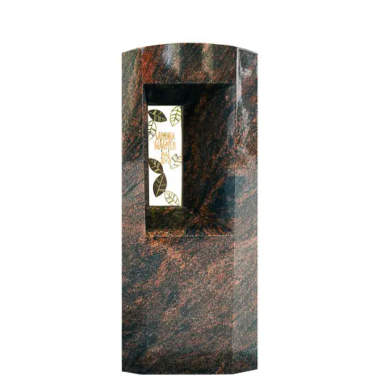 Fenestra – Granit Doppelgrabmal / Poliert mit Floralem Bronzeornament & Inschrift