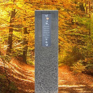 Celenta Lepi Granit Doppelgrabstein mit Bronze Schrifttafel & Schmetterling