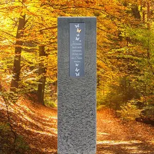 Celenta Lepi Granit Doppelgrabstein mit Bronze Schrifttafel & Schmetterling