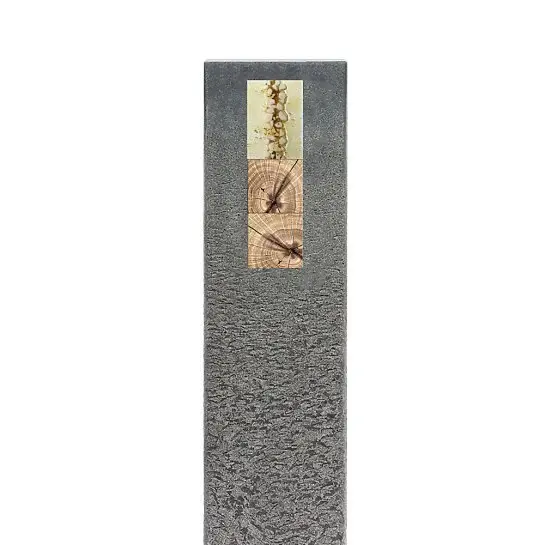 Celenta Moderno – Granit Doppelgrabstein mit Holz & Glas Dekor