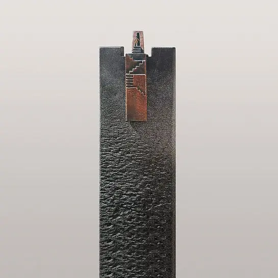 Auxerre Scala – Granit Doppelgrabstein Stele mit Bronze Symbol Treppe